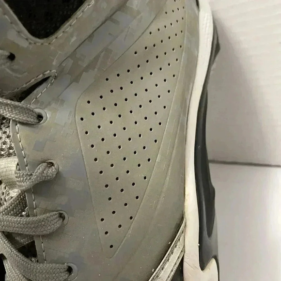 UA‎ Under Armor Metal Baseball Cleats Size 13 ￼Black White Gray Camo  Neon Green